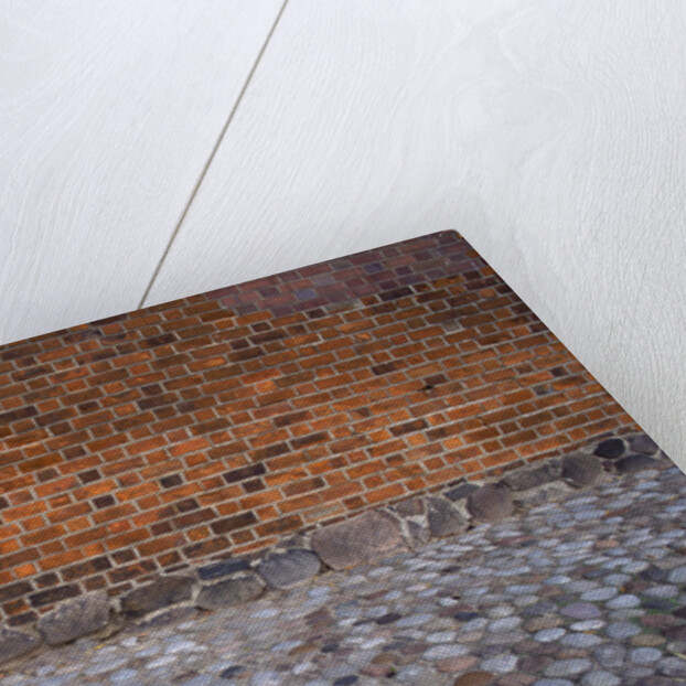 Cobblestone Street and Brick Wall by Anonymous