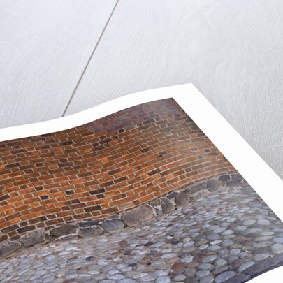 Cobblestone Street and Brick Wall by Anonymous