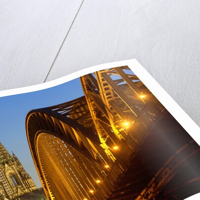 Cologne Cathedral and Hohenzollern Bridge on Rhine River by Anonymous