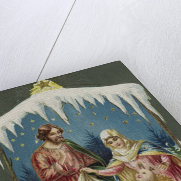 Merry Christmas Postcard with Nativity Scene by Anonymous