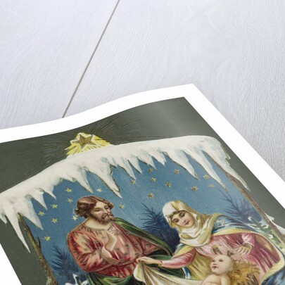 Merry Christmas Postcard with Nativity Scene by Anonymous