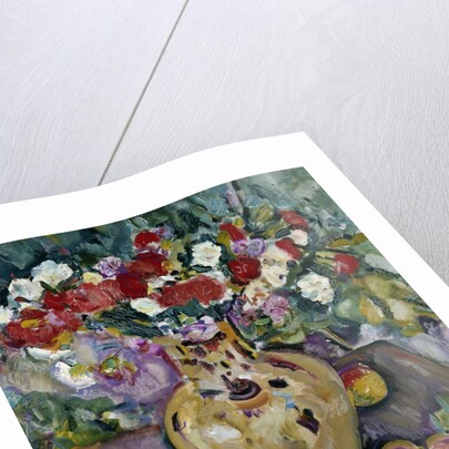 Still Life of Fruit and Flowers in a Vase by George Leslie Hunter