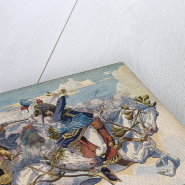 Illustration of Joachim Murat Battling Mustapha Pasha by Jacques Onfroy de Breville