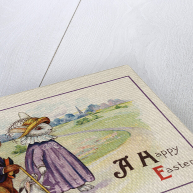 A Happy Easter Postcard with Rabbit Family by Anonymous