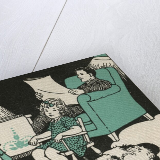 Illustration of a Family Relaxing at Home by Marguerite Davis