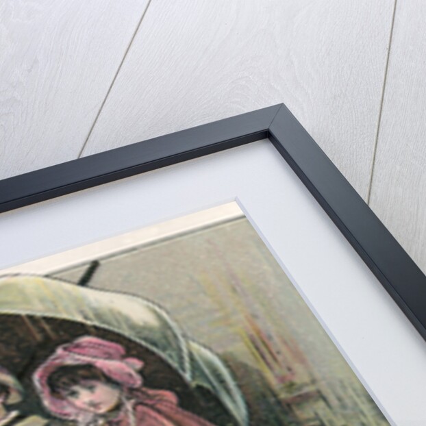 Victorian Postcard of Children Watching Ducks in the Rain by Anonymous