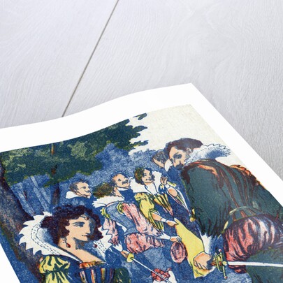 Illustration of a Courtier Walking Away from a Princess by Anonymous