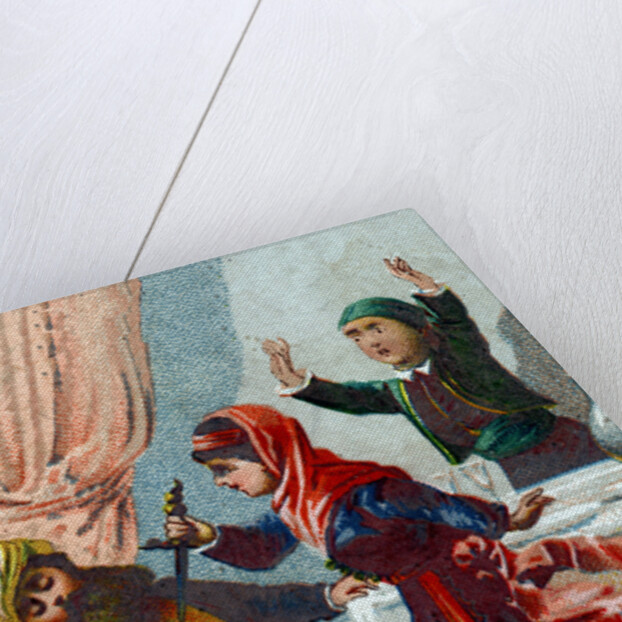 Illustration of Morgiana Stabbing the Diguised Captain of the Forty Thieves by Anonymous