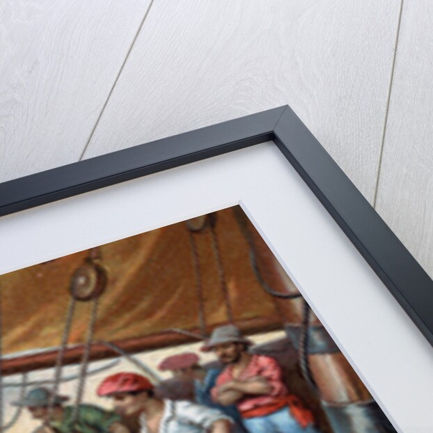 Illustration of Edmond Dantes Left in the Sea by a Ship Crew by Anonymous