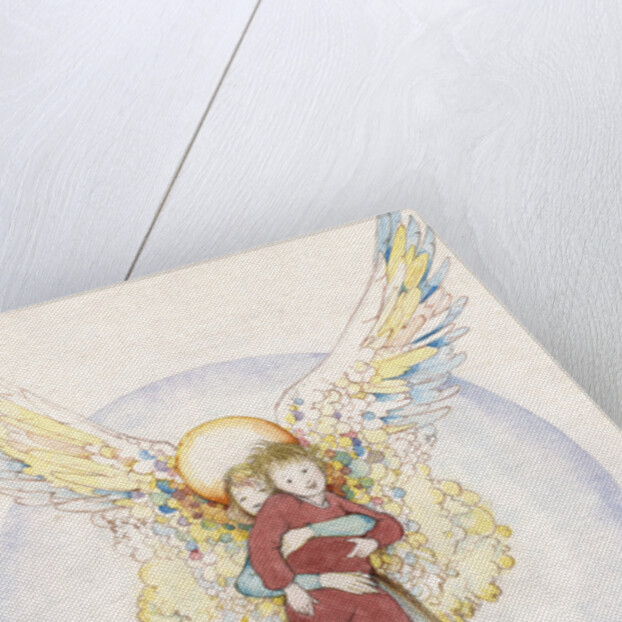 Illustration of an Angel Holding a Boy by Paul Cline
