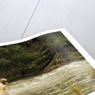 Father and Son Fly Fishing in Moose Creek by Anonymous