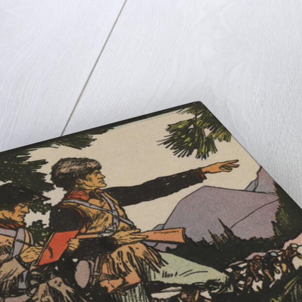 Illustration of Lewis and Clark in Louisiana Territory by J.L. Kraemer