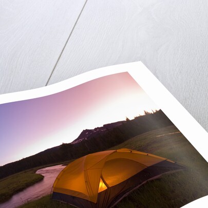 Tent Beside a Stream at Sunrise by Anonymous