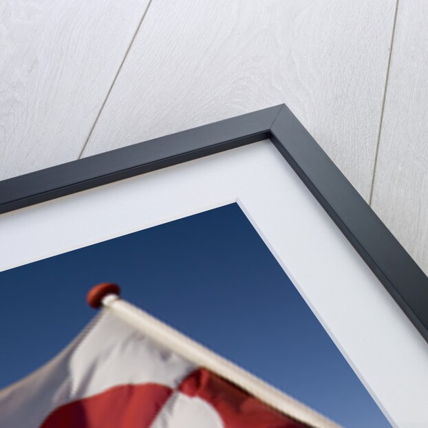 Greenland Flag on Arctic Umiaq Line Ferry by Anonymous