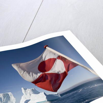Greenland Flag on Arctic Umiaq Line Ferry by Anonymous