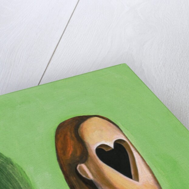 Woman with a heart cut out for a face by Anonymous