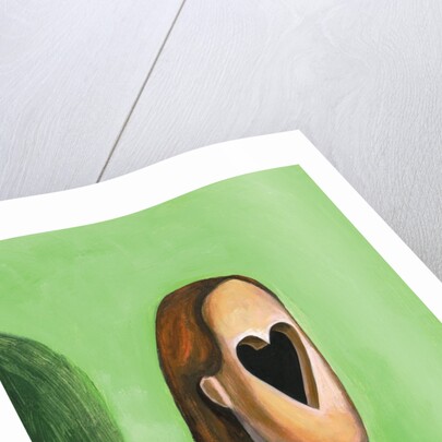 Woman with a heart cut out for a face by Anonymous