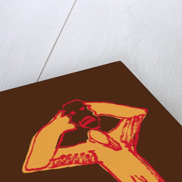 Figure removing an angry mask by Anonymous