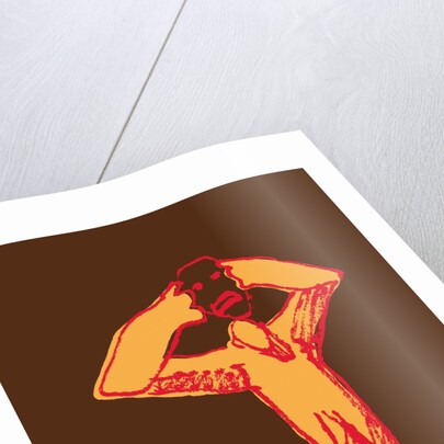 Figure removing an angry mask by Anonymous