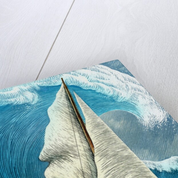 Sailboat caught in front of a large swell by Anonymous