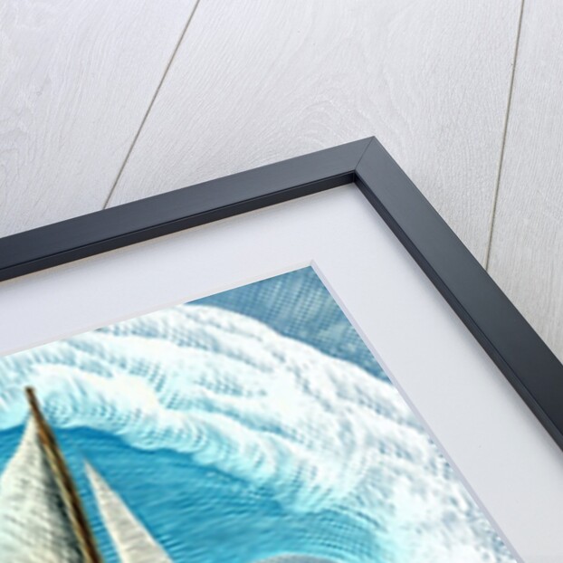 Sailboat caught in front of a large swell by Anonymous