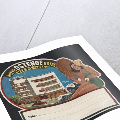 Nuevo Ostende Hotel Mar Del Plata Luggage Label by Anonymous