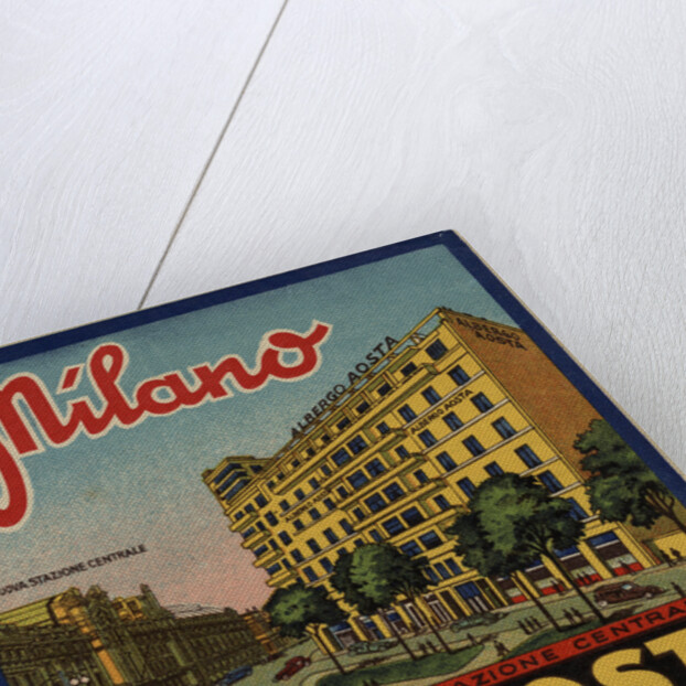 Hotel Aosta Milano Luggage Label by Anonymous