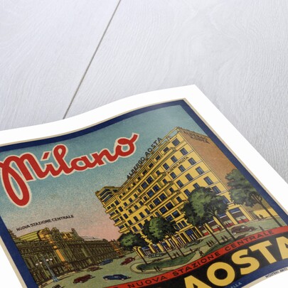 Hotel Aosta Milano Luggage Label by Anonymous