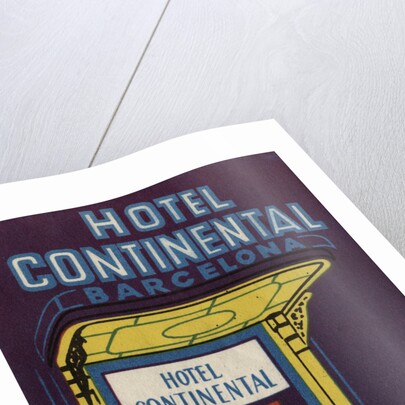 Hotel Continental Barcelona Luggage Label by Anonymous