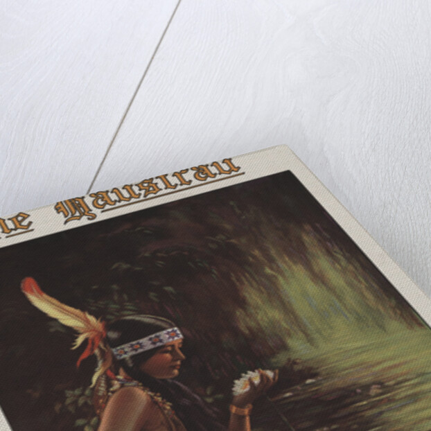 Illustration of an Indian Maiden Holding a Water Lily by Adelaide Hiebel