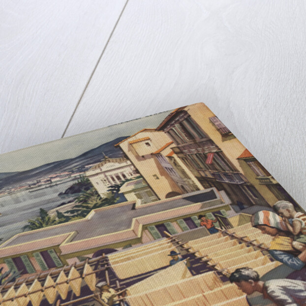 Illustration of Macaroni Drying in Italy by Norman Howard