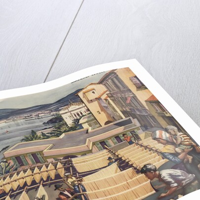 Illustration of Macaroni Drying in Italy by Norman Howard