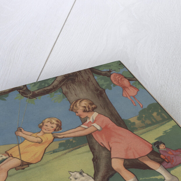 Book Illustration of Girls Playing on a Swing by Anonymous