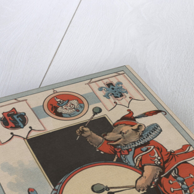 Illustration of a Circus Bear Playing a Drum by Constance White