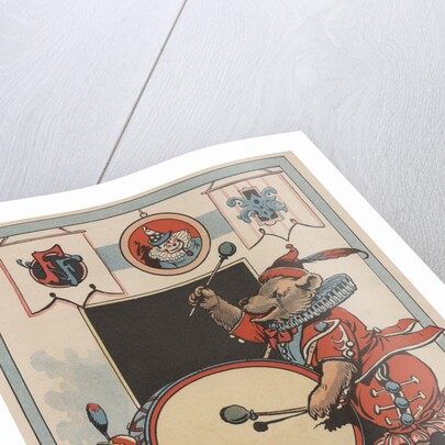 Illustration of a Circus Bear Playing a Drum by Constance White