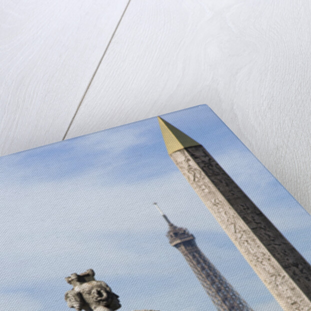 Statue with the Obelisk of Luxor and the Eiffel Tower in the Background by Anonymous