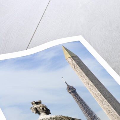Statue with the Obelisk of Luxor and the Eiffel Tower in the Background by Anonymous