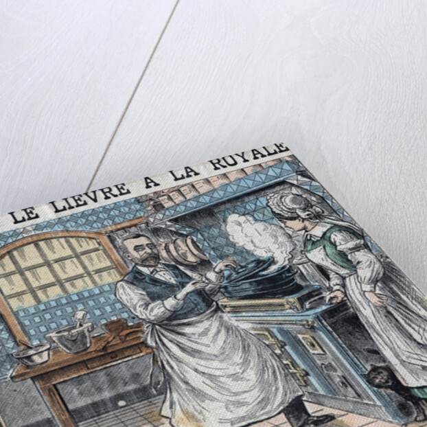 Illustration of Aristide Couteaux Cooking Lievre a la Royale by Anonymous