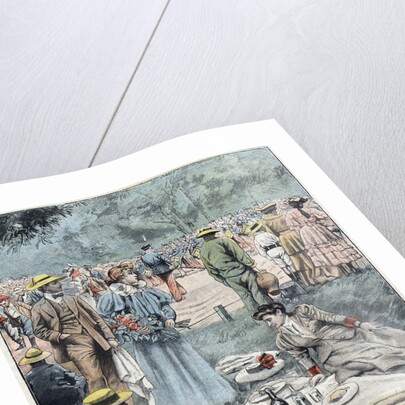 Illustration of Parisians Picnicking in Bois de Boulogne by Anonymous