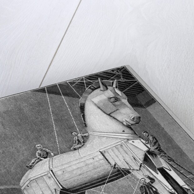 Illustration of Set Builders Working on a Trojan Horse by Anonymous