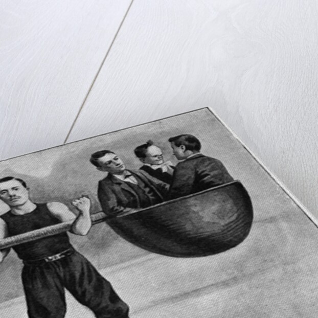 Illustration of a Circus Performer Lifting Six Men by Anonymous