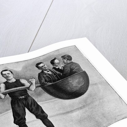 Illustration of a Circus Performer Lifting Six Men by Anonymous