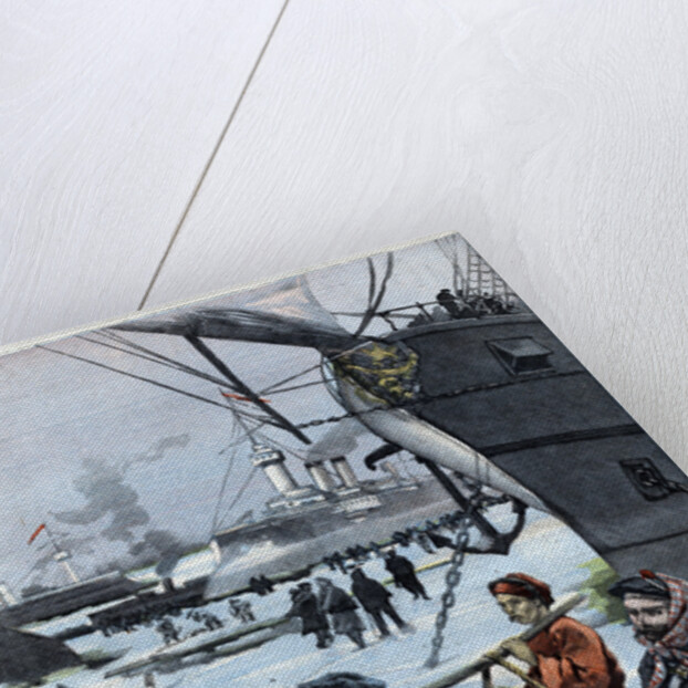 Illustration of Allied Naval Ships in Ice at Takou by Anonymous