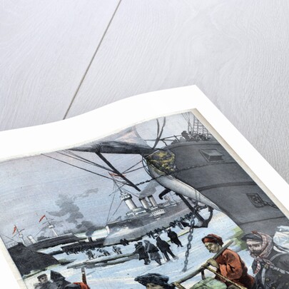 Illustration of Allied Naval Ships in Ice at Takou by Anonymous