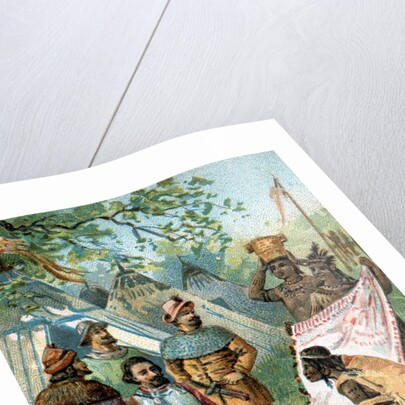 Illustration of Hernan Cortes Accepting Gifts from Montezuma by Anonymous