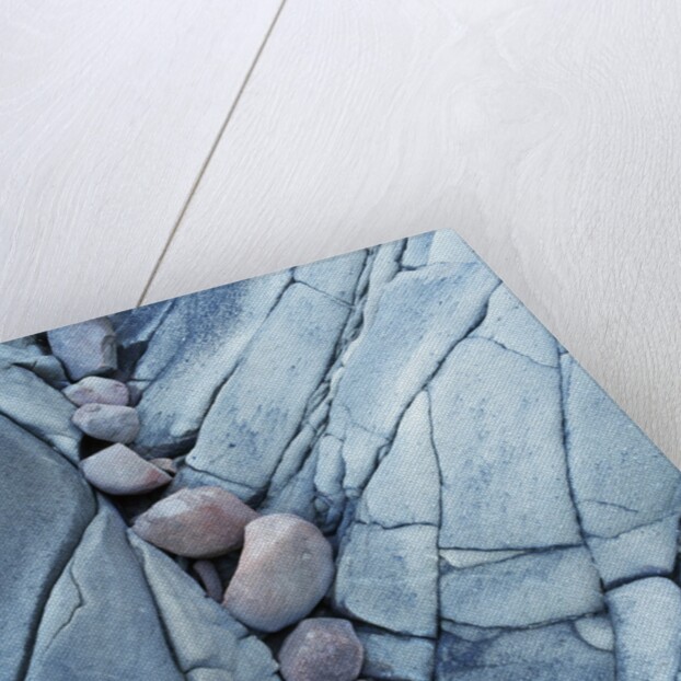 Rocks Against Cracked Boulder by Anonymous