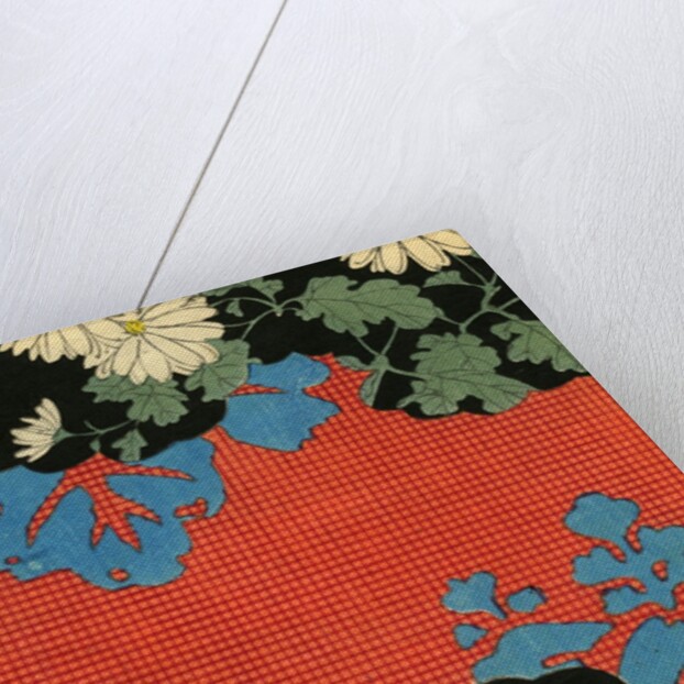 Illustration of Red and Black Design with Daisies by Anonymous