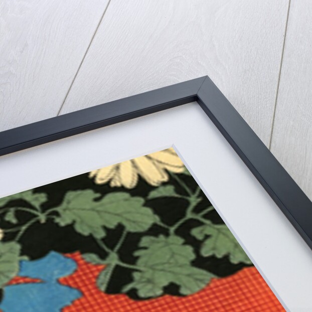 Illustration of Red and Black Design with Daisies by Anonymous