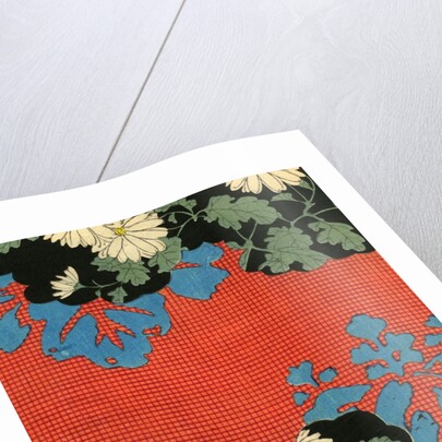 Illustration of Red and Black Design with Daisies by Anonymous