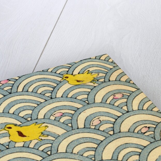 Illustration of Ducklings in a Stylized Waterscape by Anonymous